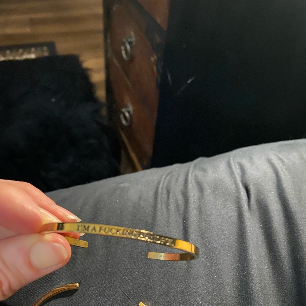 5 Gold funny statement Bracelets - Picture 4 of 8